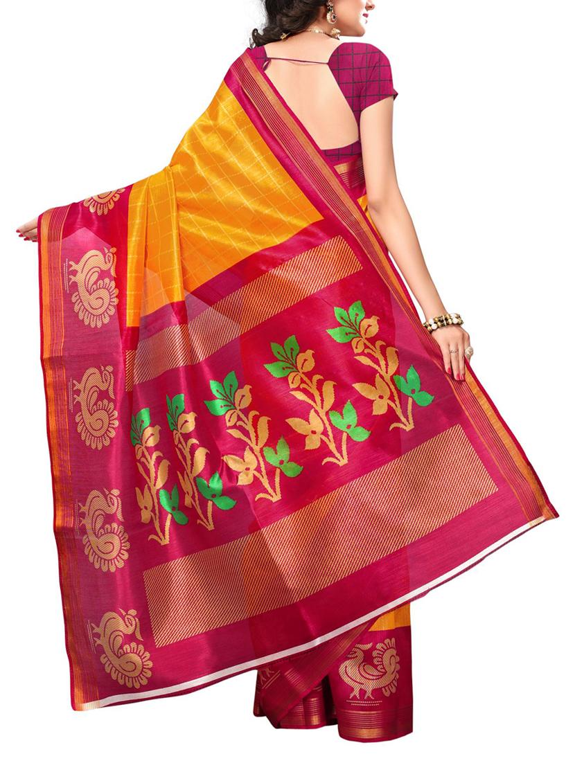 Checkered Bhagalpuri Saree with blouse - 15348495 - Zoom Image - 2