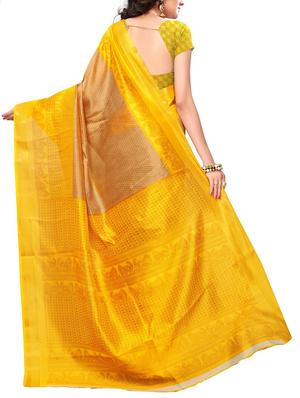 Contrast bordered bhagalpuri saree with blouse - 15348498 - Standard Image - 2