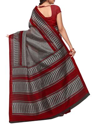 Contrast bordered bhagalpuri saree with blouse - 15348507 - Standard Image - 2