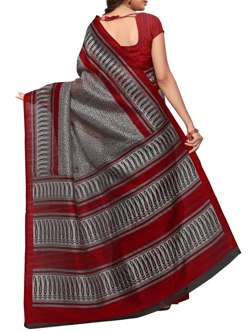 Contrast bordered bhagalpuri saree with blouse - 15348507 - Zoom Image - 2