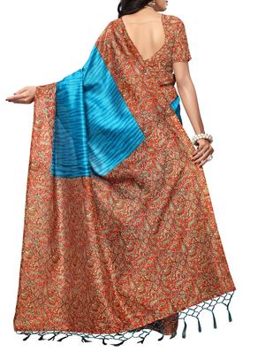 Contrast bordered mysore silk saree with blouse - 15348518 - Standard Image - 2
