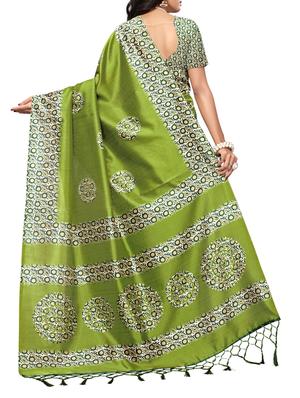 Contrast bordered mysore silk saree with blouse - 15348521 - Standard Image - 2