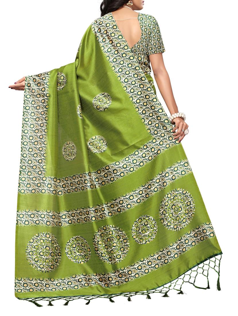Contrast bordered mysore silk saree with blouse - 15348521 - Zoom Image - 2
