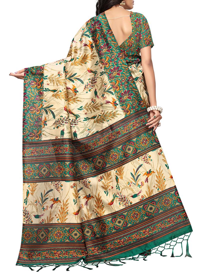 Contrast bordered mysore silk saree with blouse - 15348530 - Zoom Image - 2