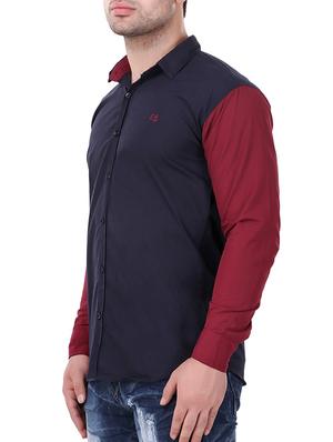 dark blue cotton casual shirt - 15349193 - Standard Image - 2