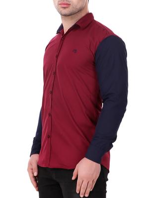 maroon cotton casual shirt - 15349194 - Standard Image - 2