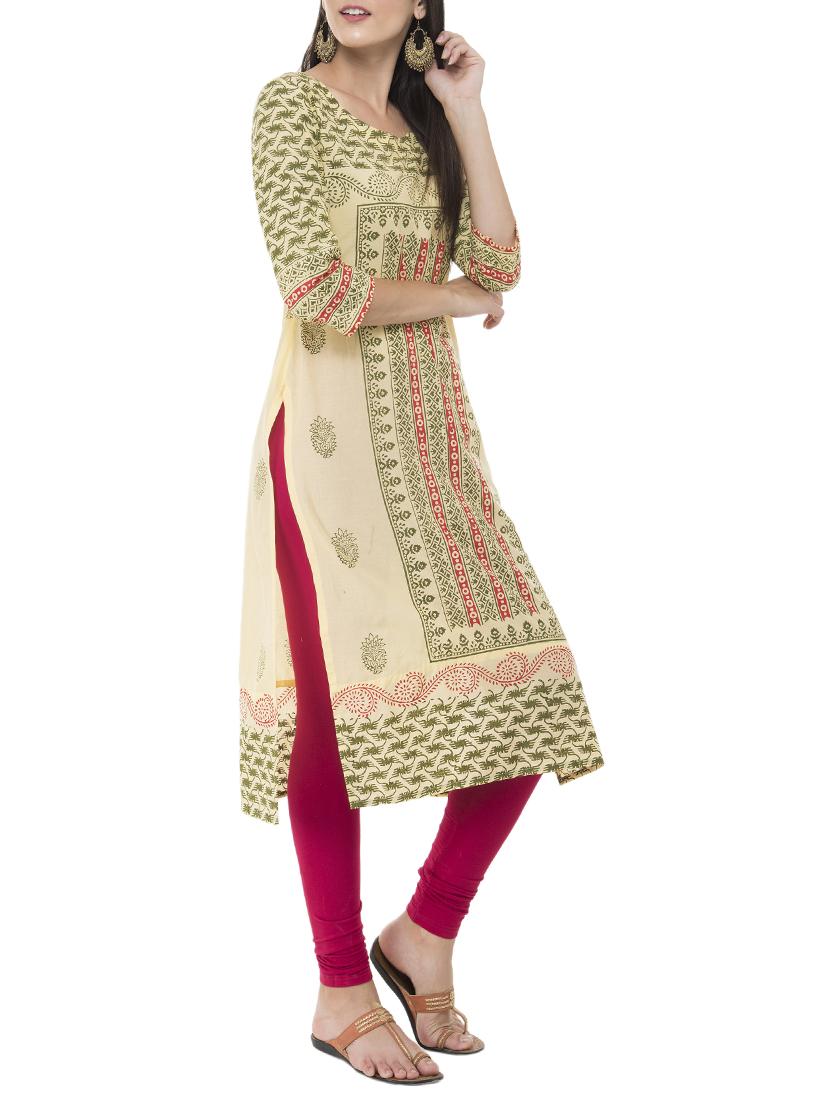 printed straight kurta - 15349405 - Zoom Image - 2