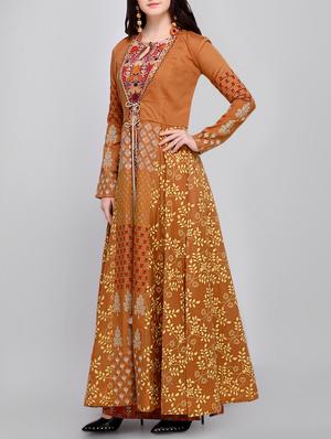 Embroidered layered gown - 15349491 - Standard Image - 2