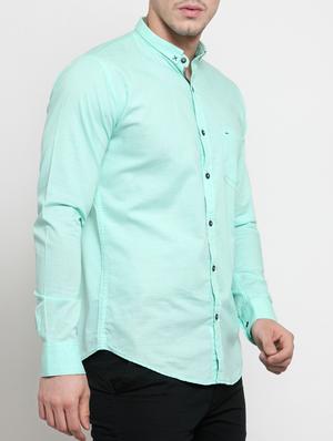 blue cotton linen casual shirt - 15349882 - Standard Image - 2