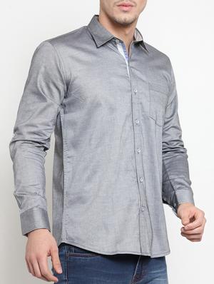 grey cotton casual shirt - 15349906 - Standard Image - 2