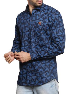 blue cotton casual shirt - 15350079 - Standard Image - 2