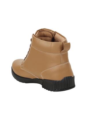 beige leatherette high ankle boot - 15350367 - Standard Image - 2