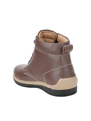 brown leatherette high ankle boot - 15350370 - Standard Image - 2