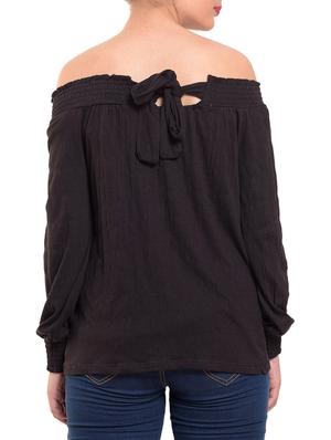 tie-knot back off shoulder top - 15350631 - Standard Image - 2