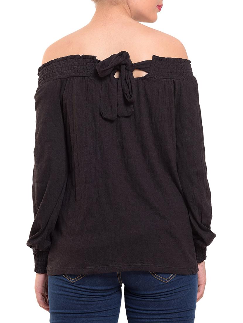 tie-knot back off shoulder top - 15350631 - Zoom Image - 2
