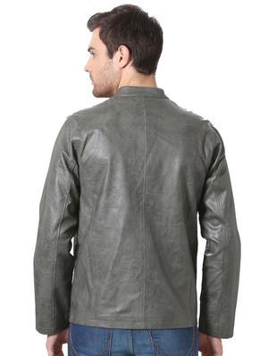 grey leather biker jacket - 15352276 - Standard Image - 2
