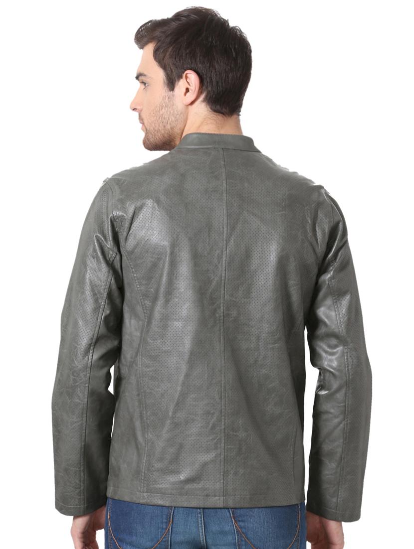 grey leather biker jacket - 15352276 - Zoom Image - 2