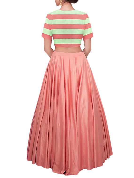 a-line semistitched lehenga - 15352906 - Zoom Image - 2
