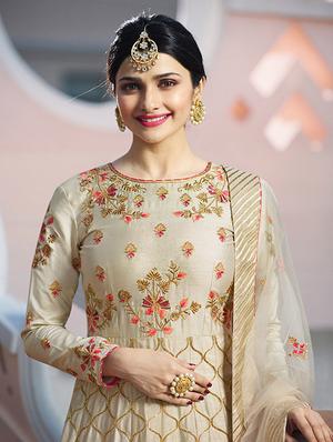 embroidered semi-stitched anarkali suit - 15352947 - Standard Image - 2
