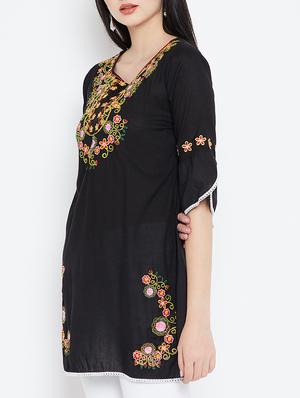 black viscose aline kurti - 15353841 - Standard Image - 2