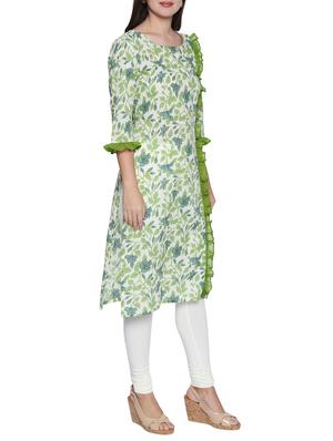 ruffle printed straight kurta - 15353886 - Standard Image - 2