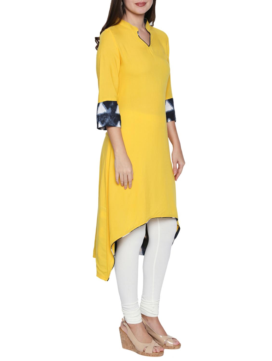 yellow asymmetric kurta - 15353888 - Zoom Image - 2