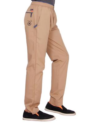 brown cotton full length track pant - 15354176 - Standard Image - 2