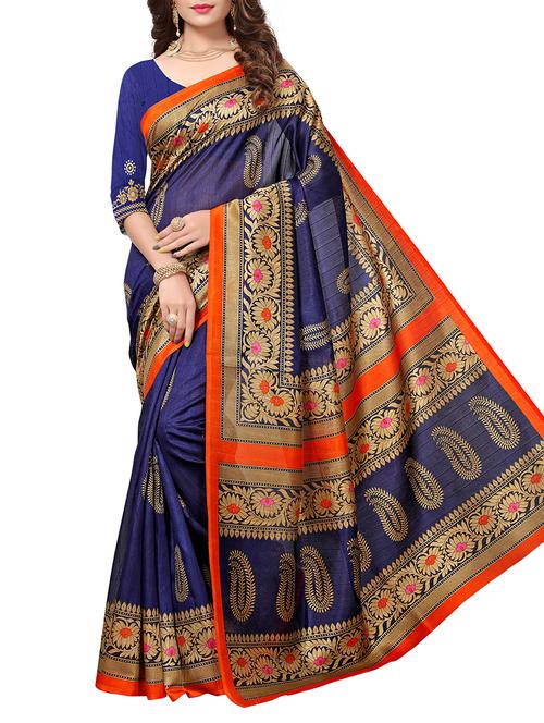 Paisley Printed saree with blouse - 15354245 - Standard Image - 1