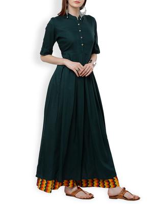 Bottle Green anarkali kurta - 15354924 - Standard Image - 2