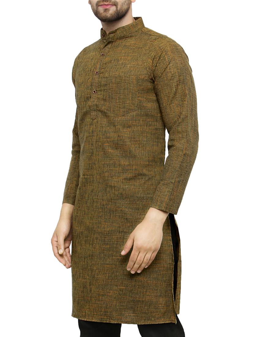 green cotton long kurta - 15355403 - Zoom Image - 2