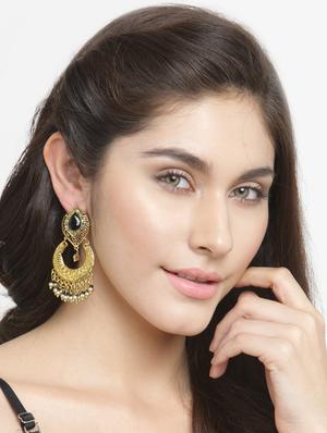 black gold tone stone earrings - 15355448 - Standard Image - 2