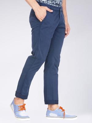 navy blue cotton chinos casual trousers - 15358887 - Standard Image - 2