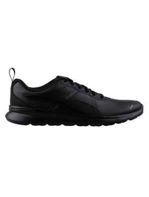 black leatherette sport shoes - 15359417 - Standard Image - 2