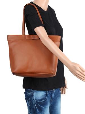 tan leatherette (pu) combo handbag - 15359513 - Standard Image - 5