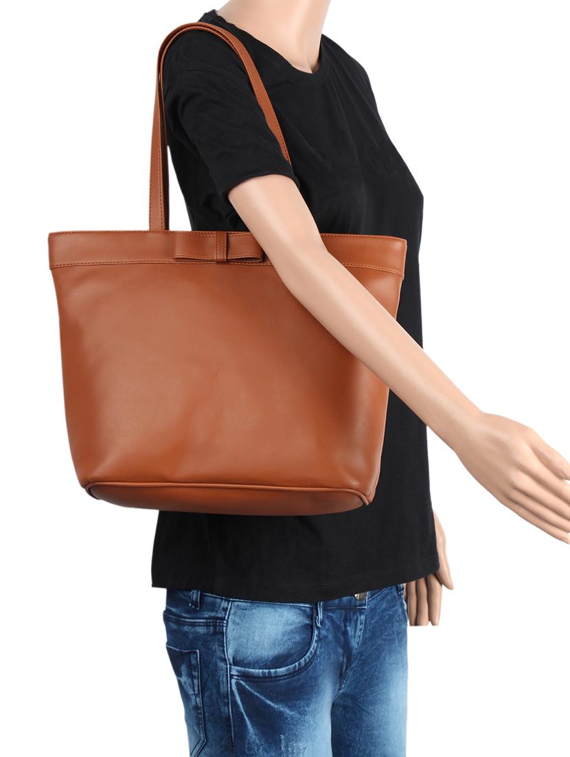 tan leatherette (pu) combo handbag - 15359513 - Zoom Image - 5
