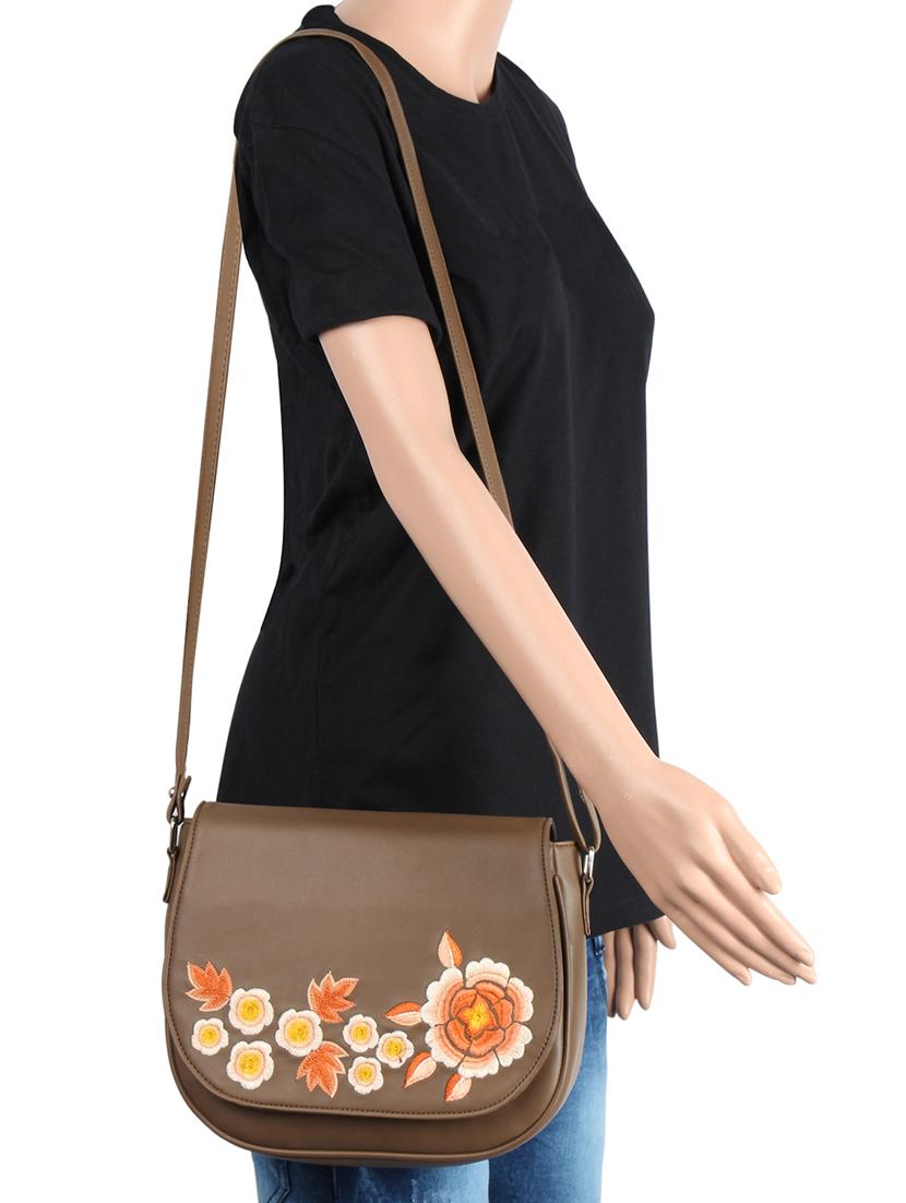 brown leatherette (pu) regular sling bag - 15359531 - Zoom Image - 5