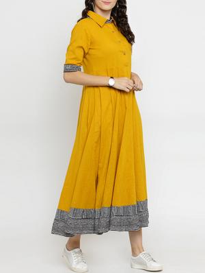 rolled-up button fit & flare maxi dress - 15359814 - Standard Image - 2