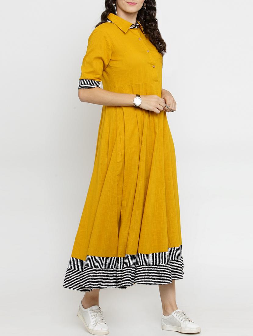rolled-up button fit & flare maxi dress - 15359814 - Zoom Image - 2