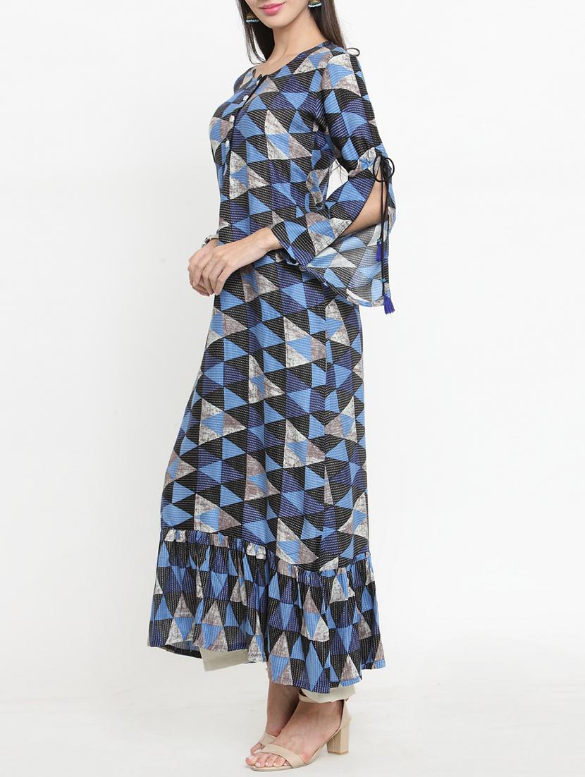 ruffle hemline kurta & pant set - 15359854 - Zoom Image - 2