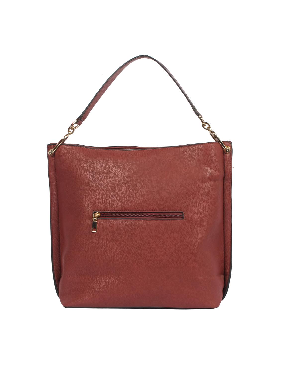 maroon leatherette (pu) regular handbag - 15360256 - Zoom Image - 2
