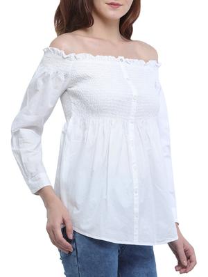 smocking off shoulder button up top - 15360800 - Standard Image - 2