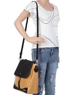 brown leatherette (pu) regular sling bag - 15361360 - Standard Image - 5