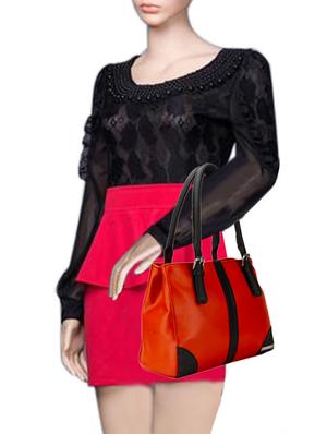 red leatherette (pu) combo handbag - 15361423 - Standard Image - 5