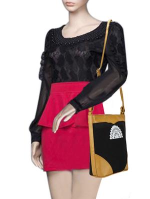 black leatherette (pu) regular sling bag - 15361440 - Standard Image - 5