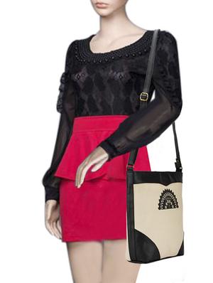 beige leatherette (pu) regular sling bag - 15361441 - Standard Image - 5