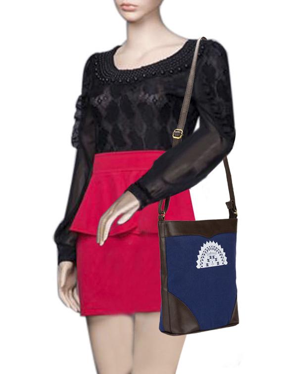 blue leatherette (pu) combo sling bag - 15361442 - Zoom Image - 5