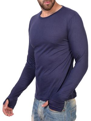 blue cotton thumb hole tshirt - 15361700 - Standard Image - 2