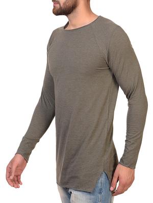olive green cotton blend raglan t-shirt - 15361720 - Standard Image - 2