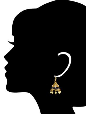 gold metal jhumka earring - 15363205 - Standard Image - 2