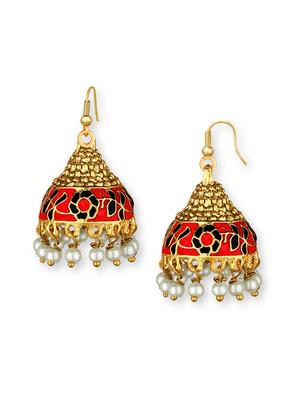 gold metal jhumka earring - 15363212 - Standard Image - 2